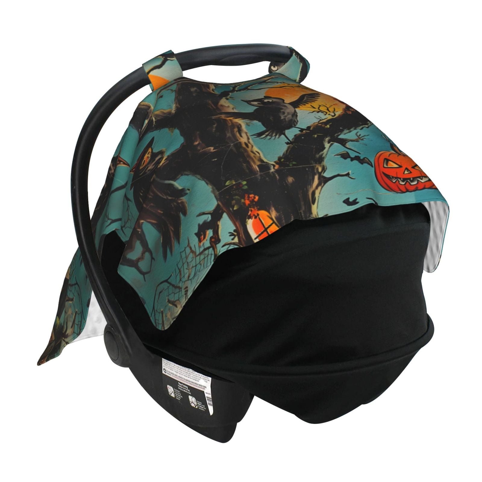 Car Seat Cover Baby - Halloween Tree Branch Village Breathable Infant Car Seat Cover for Baby Carseat, Lightweight Comfort Baby Essentials Must Haves Newborn Stuff for Girl Boy