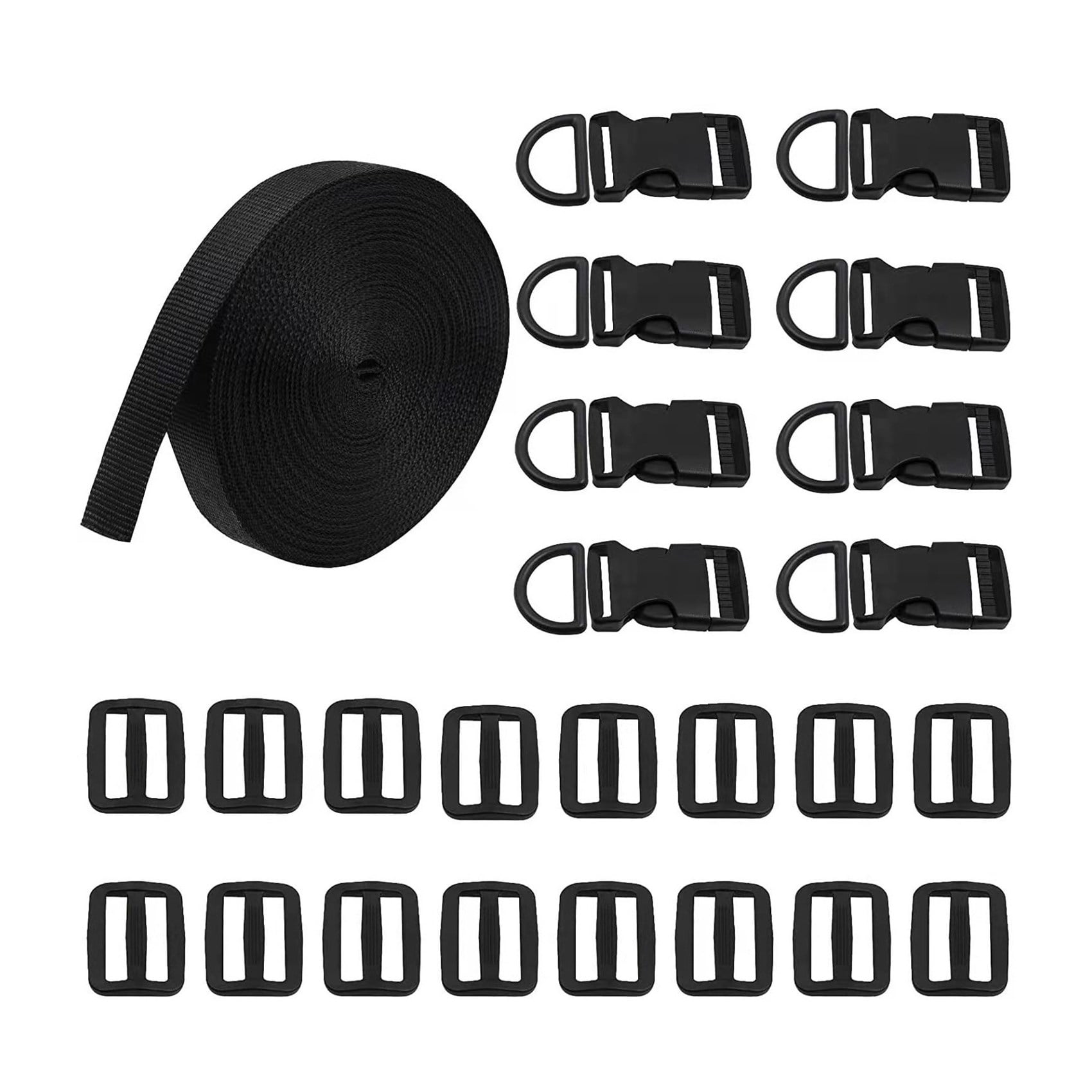 Buckles Straps Set 10 Yards Nylon bing Strap 8 Pcs Quick Side