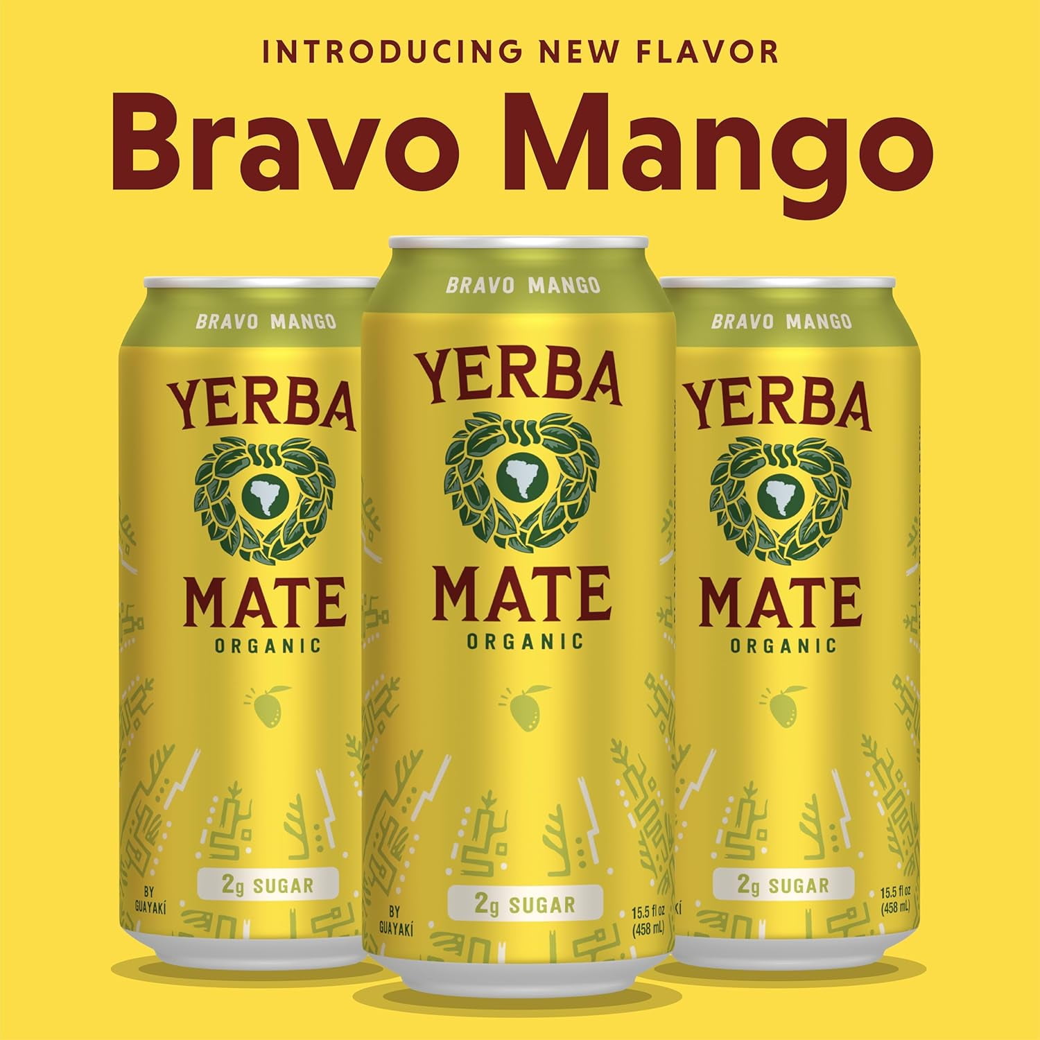 Guayakí Yerba Mate Bravo Mango, 15.5oz Cans, 6-Pack