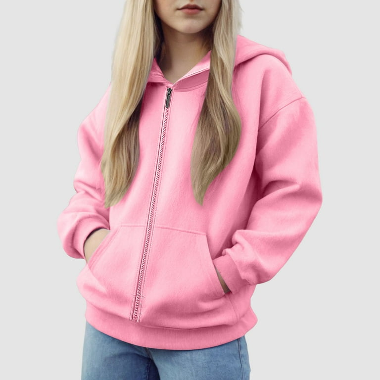 Caqnni Kids Soft Brushed Polar Fleece Jacket Zip Up Hoodie Casual