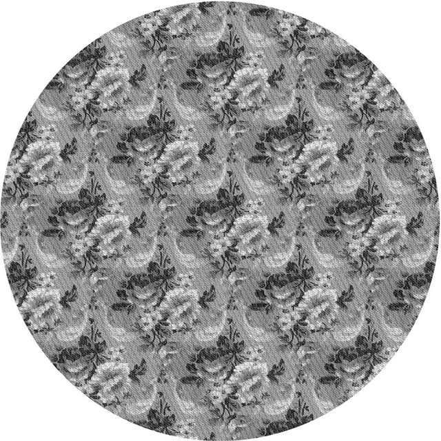 Ahgly Company Machine Washable Indoor Round Transitional Gray Cloud Gray Area Rugs, 4' Round