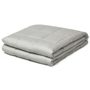 Costway 7 lbs Weighted Blankets Twin/Full Size 100% Cotton w/ Glass Beads Light Grey