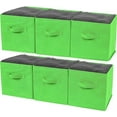 Greenco Foldable Fabric Storage Cubes NonWoven Fabric Green Cube