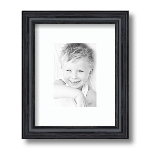 ArtToFrames 8x10 Matted Picture Frame with 4x6 Single Mat Photo Opening Framed in 1.25 Black Stain on Solid Red Oak and 2 Super White Mat (FWM-4083-8x10)