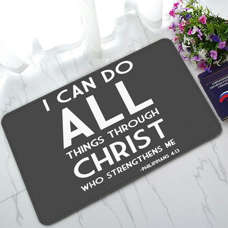 ZKGK I Can Do All Things Through Christ Who Strengthens Me Non-Slip Doormat Indoor/Outdoor/Bathroom Doormat 30 x 18