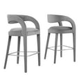 thumbnail image 2 of Modway Pinnacle 30" Upholstered Fabric Bar Stool in Gray/Silver (Set of 2), 2 of 10