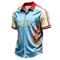 thumbnail image 2 of Zimjoy Mexico Soccer Jersey Shirt for Men 2026 World Soccer Game National Team 2D Graphic Collared Short Sleeve Button Down Shirts Light Blue 5XL, 2 of 4