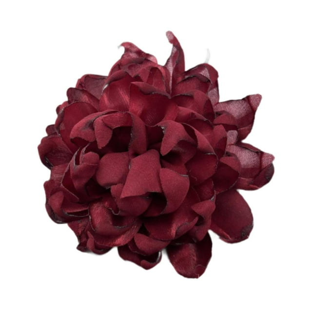 Broche de flores para mujer, elegante, grande, con horquilla, para el ojal, para ceremonia de vestido de noche. rojo oscuro