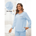 thumbnail image 3 of ANLIQI Women's Pajama Sets 100% cotton Long Sleeve Shirt and Pants Sleepwear Nightwear Soft Pjs Lounge Sets(Light Blue, XX-Large), 3 of 8