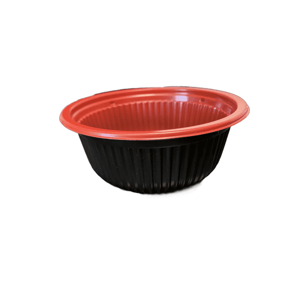 22oz Black/Red Bowl PP Container
