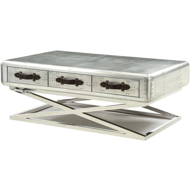 ACME Aberdeen II 51" Table Basse de Rangement Accent en Aluminium