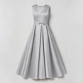 thumbnail image 5 of LEKWK Girls Satin Maxi Dress Sleeveless Crewneck Bow Waist Flowy Dress Teen Elegant Pleated A-Line Gown Performance Party Birthday Wedding Guest 0-15Y, 5 of 6
