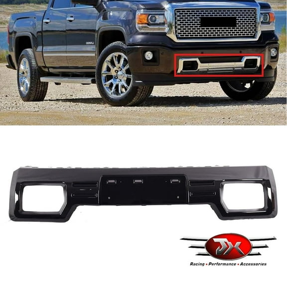JX RACING Front Bumper Skid Plate Compatible with 2014 2015 GMC Sierra 1500 Denali Style Bumper Valance Panel Gloss Black