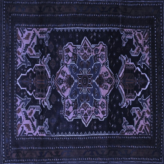 Ahgly Company Indoor Square Persian Blue Traditional Area Rugs, 7' Square