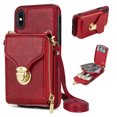thumbnail image 1 of Nalacover Wallet Case for Apple iPhone XS Max,with Removable Adjustable Shoulder Strap,PU Leather Back Zipper Pocket Card Holder Stand Purse Shockproof Phone Case for Women Men,Red, 1 of 10