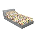 thumbnail image 2 of Ambesonne Cartoon Fitted Sheet & Pillow Sham Set, Colorful Motorcycles, Twinxl, Blue Yellow, 2 of 2