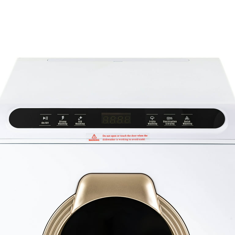 Aiqidi Portable Countertop Dishwasher, 900W White Compact Dish Washing  Machine 360° 5 Washing Programs Drying Dish Washer Set 