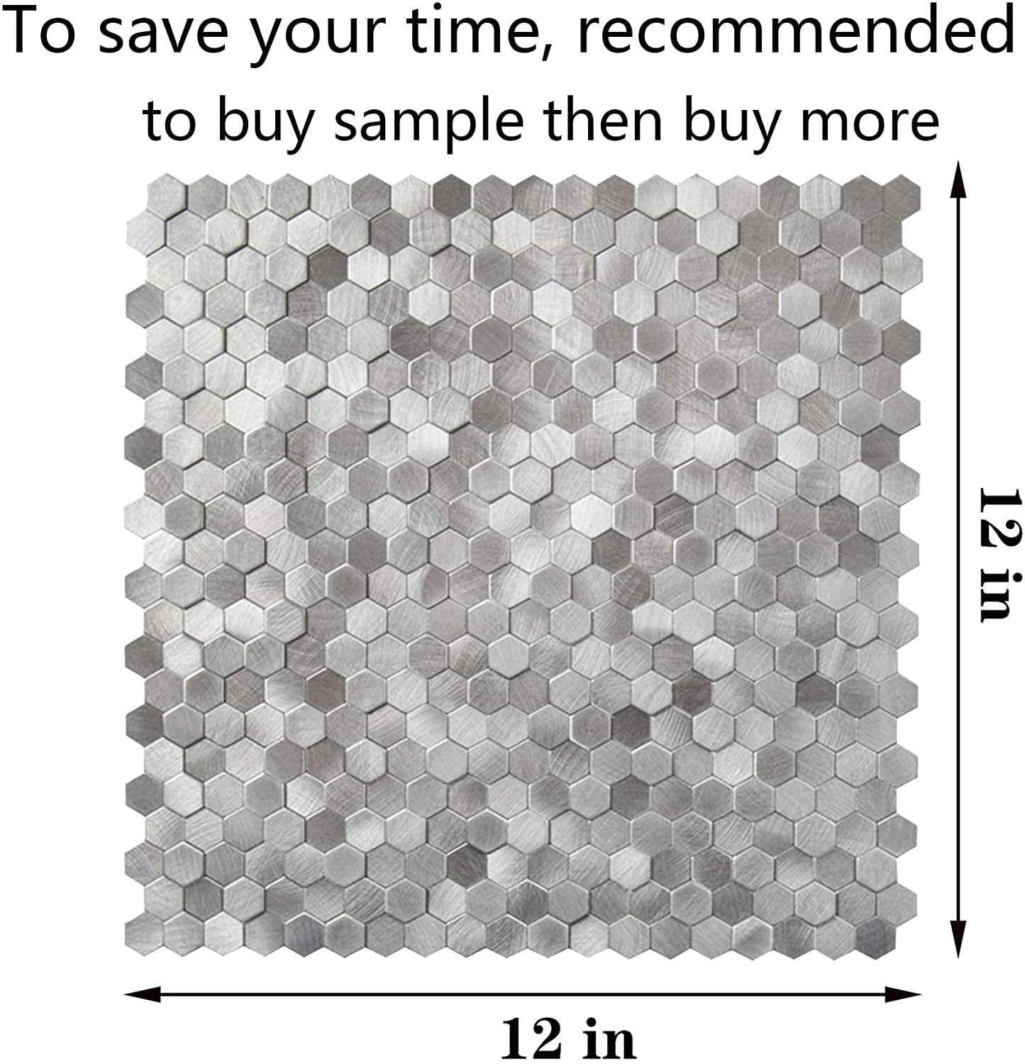 KASARO 10-Sheet Kitchen  Tiles, Peel and Stick Backsplash Hexagon Metal Mosaic Tiles, Decorative 3D Self Adhesive Wall Tiles for Living Room, Bathroom, Fireplace, 12”x12”, Silver