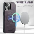thumbnail image 2 of Magnetic Phone Case for iPhone 15, Classic Business Shockproof Protective Compatible with MagSafe Charging PU Leather Back Case for Men Women for iPhone 15 - Purple, 2 of 7