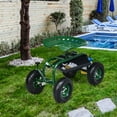 thumbnail image 4 of Costway Garden Cart Rolling Work Seat w/ Tool Tray Basket Green, 4 of 9