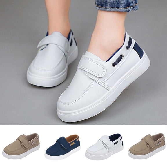 Girl Slip On Sneakers Hook and Loop Low Top Casual Walking Shoes School Comfort Footwear
