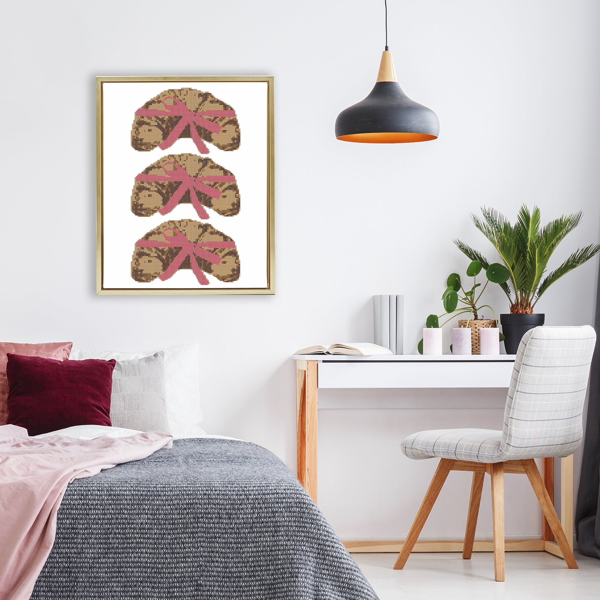 Stupell Industries Trio of Ribbon Croissants Gold Framed Floater Canvas Wall Art, design by Lil' Rue
