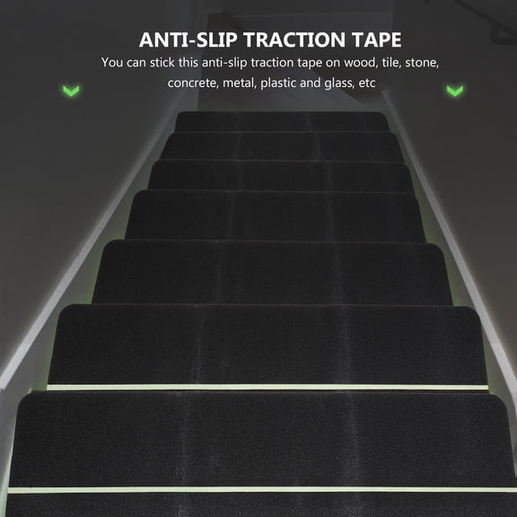 UPGRATOR Glow in The Dark Green Stair Carpet Non Skid Tread Mats for Indoor and Outdoor Safety