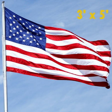 Image 3' x 5' USA US U.S. Flag American Flag w/ Sewn Stripes Embroidered