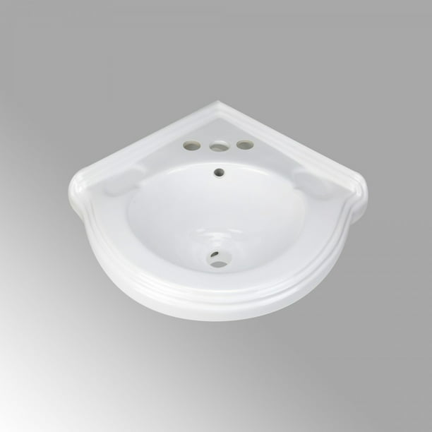 Renovator S Supply Portsmouth 22 Corner Wall Mounted Bathroom Sink In White With Overflow Com - Corner Wall Mounted Bathroom Sink