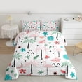 thumbnail image 2 of Feelyou Girly Pink Flamingo Queen Comforter Set, Coconut Palm Tree Bedding Sets, Summer Beach Reversible Bedding Comforter Set, Ultra Soft Home Decor, 3 Pieces, 2 of 8