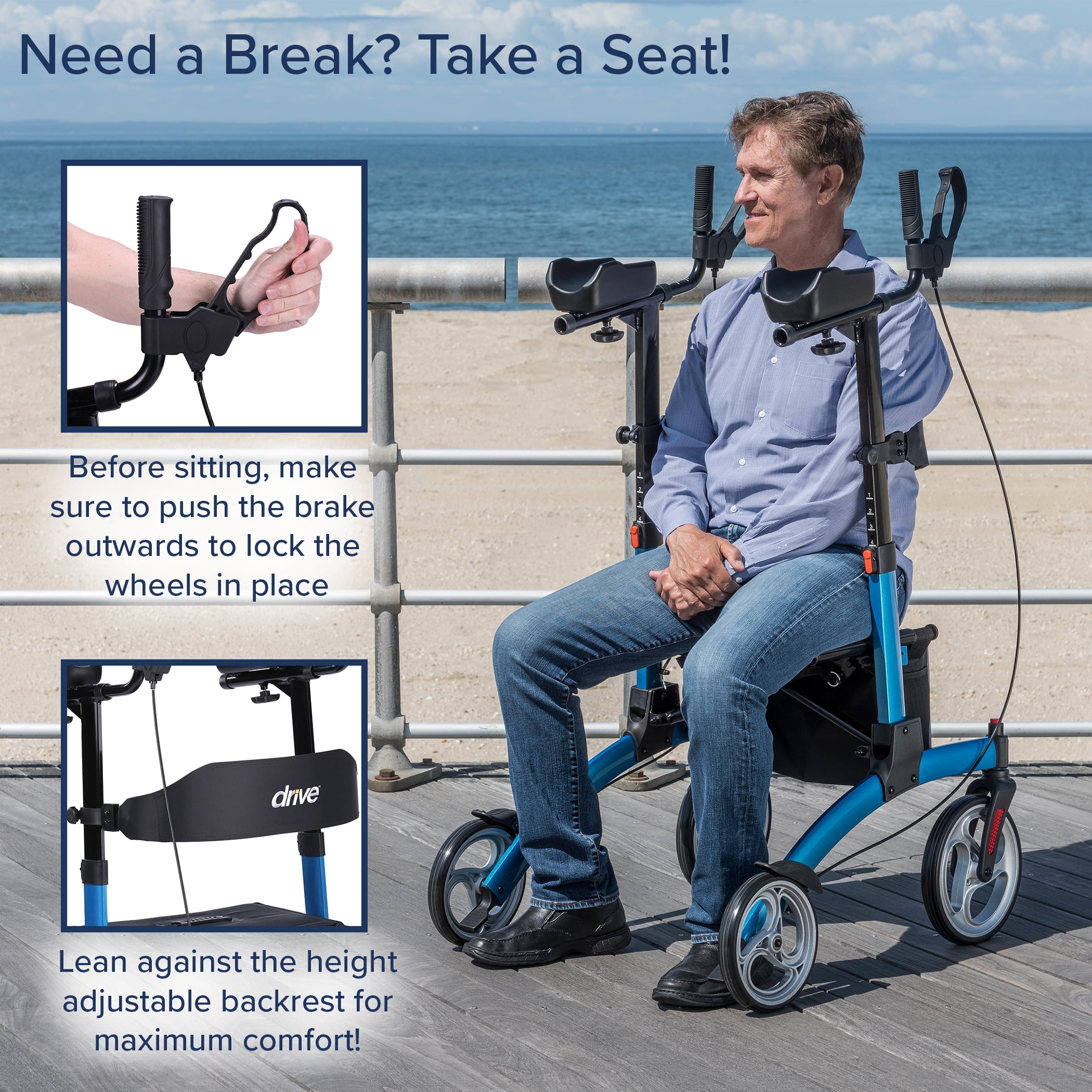 Drive Medical Elevate Upright Walker, Grey