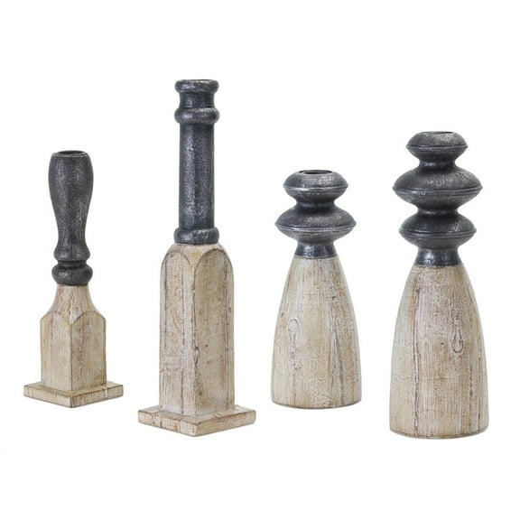 Decorative Candle Holders Set of 4 - Rustic Modern Design - Assorted Sizes for Home Decor