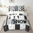 thumbnail image 2 of jejeloiu Let It Snow Twin Bedding Sets 7-Piece,Merry Christmas Bedding Comforter Set,Black White Plaid Sheet Sets For Boy Kids,Microfiber Bedroom Decor Reversible, 2 of 8