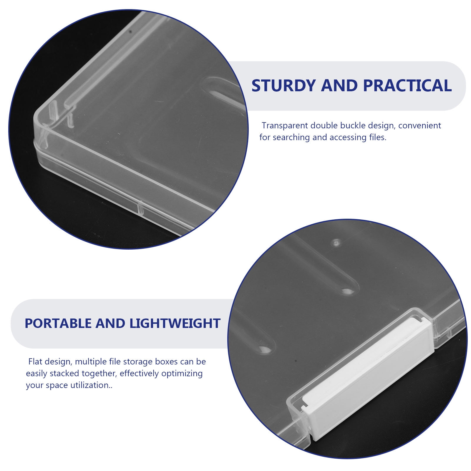 Masteelf 5-Pack Plastic Storage Organizer Boxes with Lids for File, Document, and Office Supplies Storage at Home or Office