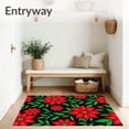 thumbnail image 3 of ODIKA 2'x3' Machine Washable Non-Slip Area Rug, Elegant Poinsettia Blossom Entrance Welcome Station High Traffic Rug with Pad, Red, 731641, 3 of 8