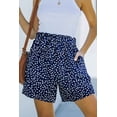 thumbnail image 2 of ABPHQTO Pantalones cortos casuales sueltos de cintura alta con estampado de lunares azules para mujer, 2 of 5