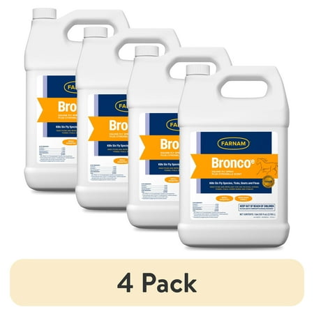 (4 pack) Farnam Broncoe Water-Based Fly Spray for Horses, Dogs, and Premises, 128 Fluid Ounces