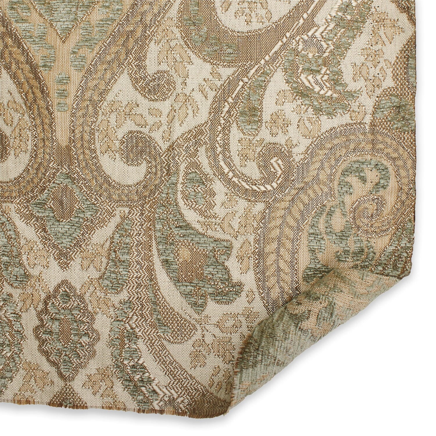 Spade Damask Chenille 58/59" Heavyweight Upholstery Jacquard Polyester Fabric By The Yard (Beige / Sage, 1 Yard)
