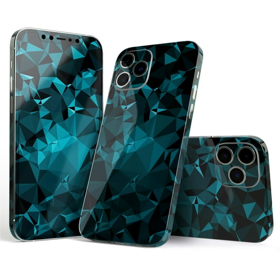 DesignSkinz Turquoise and Black Geometric Triangles Full-Body Skin Decal Wrap Cover for iPhone 16
