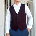thumbnail image 2 of Men's V-Neck Suit Vests Plaid Formal Vest Business Dress Waistcoat Slim Fit Vests for Men 3 Pocket, 2 of 7