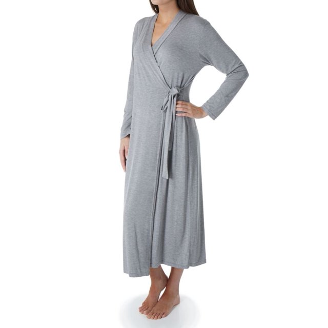 Women's Shadowline 61223 Long Wrap Robe (Heather Grey 2X)