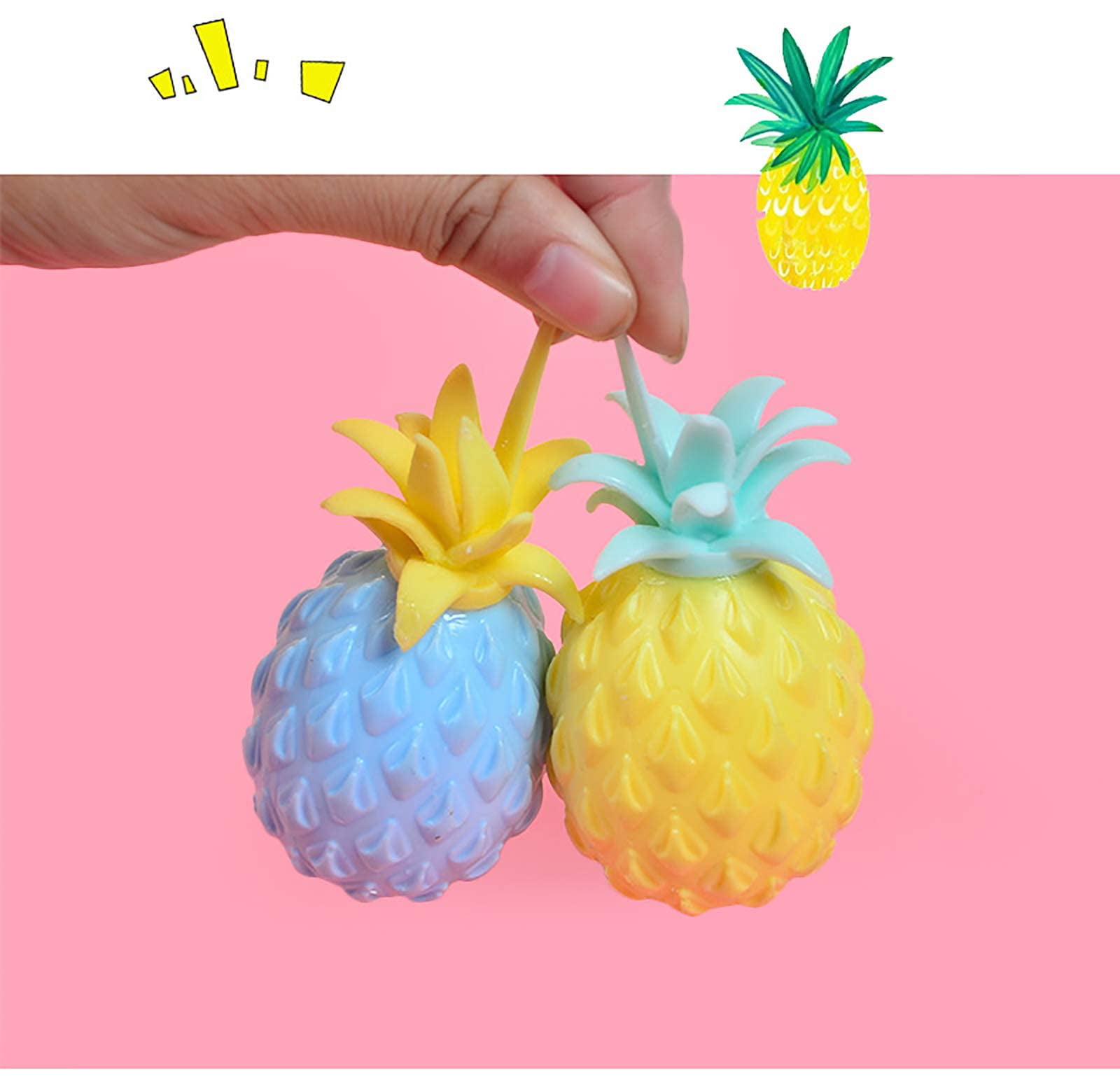 GMNP0di% Mini Squeeze Stress Relief Toys for Kids Adults Cute Pineapple Fruit Squishy Vent Toy Squeeze Grip Stress Reliever Home Decor Yellow Green