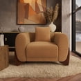 thumbnail image 2 of Morden Fort Sherpa Cloud Single Sofa Chair with Arm, Wood Frame Modern Upholstered Accent Chair, Caramel, 2 of 6