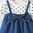 thumbnail image 5 of Afuyipoi Toddler Girls Summer Short Sleeve Denim Dress (6 Months-4 Years) Fashion Polka Dot Print Bowknot Cowboy Skirt for Daily Play Black 18-24 Months, 5 of 7