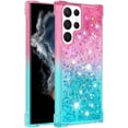 thumbnail image 3 of Liquid Case for Samsung Galaxy S21 Ultra, Glitter Bling Soft TPU Bumper Heavy Duty Shockproof Protective Cover Full Body Sparkle Flowing Case for Samsung Galaxy S21 Ultra Gradient Turquoise, 3 of 12