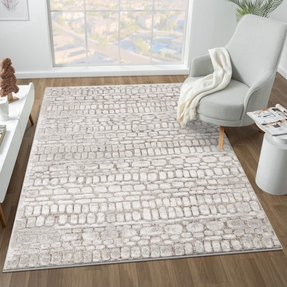 Luxe Weavers Modern Geometric Shapes Mushroom 5x7 Area Rug