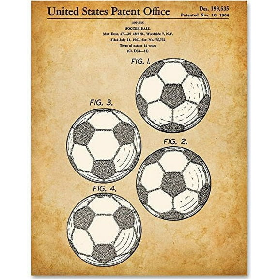 Soccer Ball Art - 11x14 Unframed Patent Print - Great Gift for Soccer Fans, Soccer Players and Boy's Room Decor