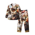 thumbnail image 1 of Fotbe Rose Floral Skull Pijama de Hombre con Estampado de Manga Larga, Conjunto de 2 Piezas, Ropa de Dormir Suave y Cómoda con Bolsillos-X-Large, 1 of 7