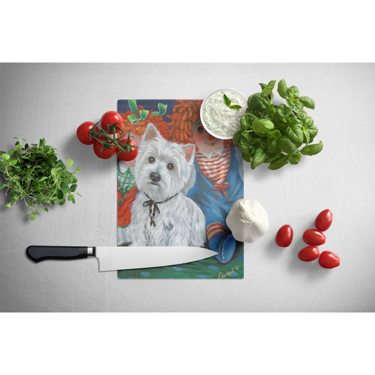 Carolines Treasures PPP3226LCB Westie Ragdoll Glass Cutting Board Large, 12H x 16W, multicolor