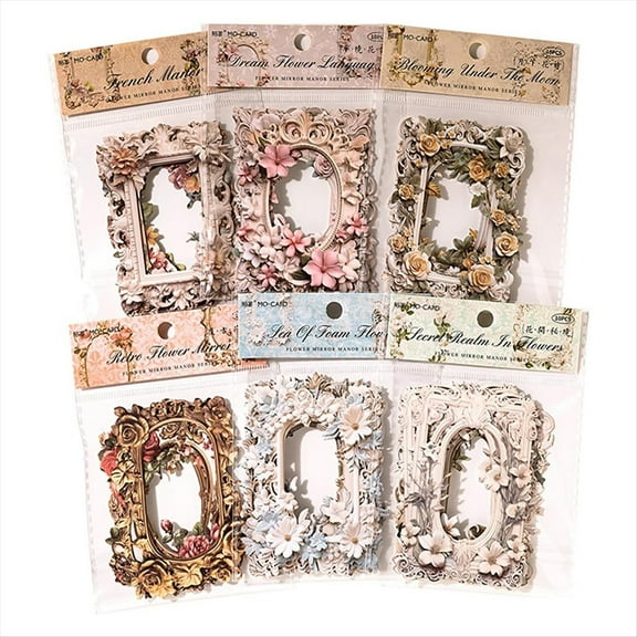 60 Sheets Retro Background Decorative Paper Scrapbook Paper,Relief Flower Lace Frame Vintage Embossed Floral